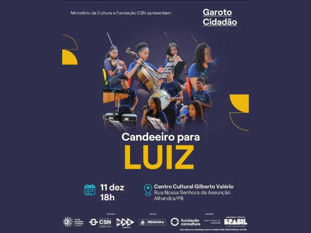 Evento Musical "Candeeiro para Luiz" será realizado nesta quarta-feira no Centro Social Gilberto Valério em Alhandra
