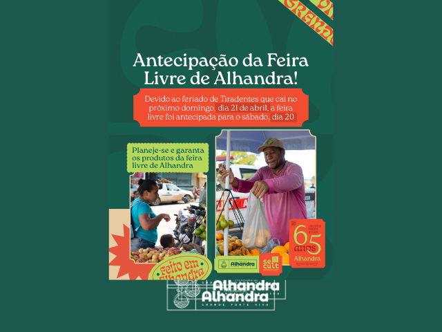 Feira livre de Alhandra é antecipada devido ao feriado de Tiradentes; veja nova data
