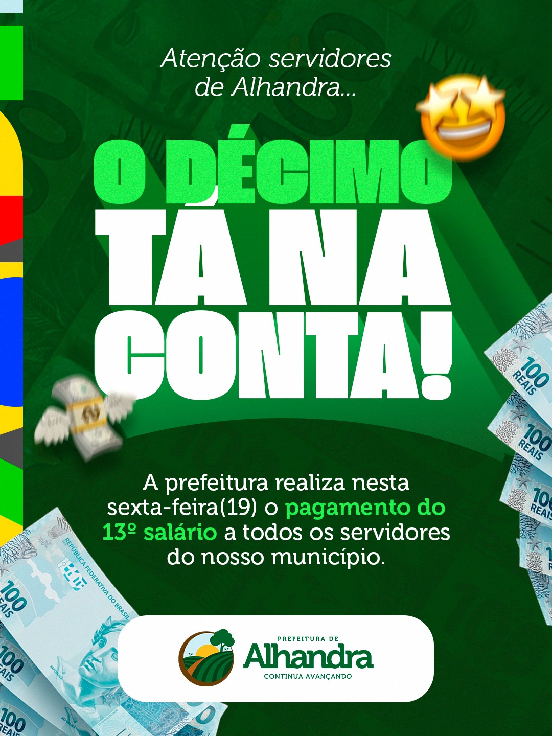 Tá na conta! Prefeitura de Alhandra antecipa pagamento do 13º salário e reforça compromisso com o servidor 