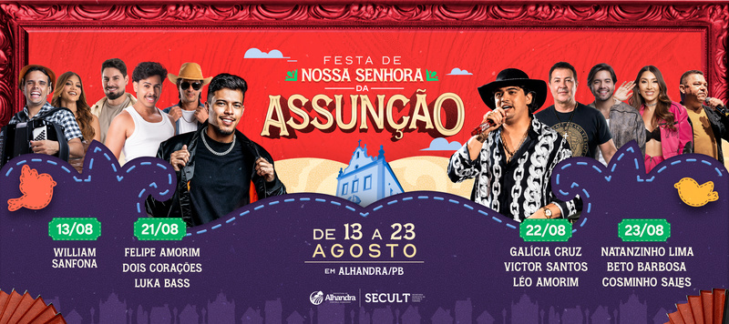 Prefeitura de Alhandra divulga programação oficial da Festa de Nossa Senhora da Assunção 2026